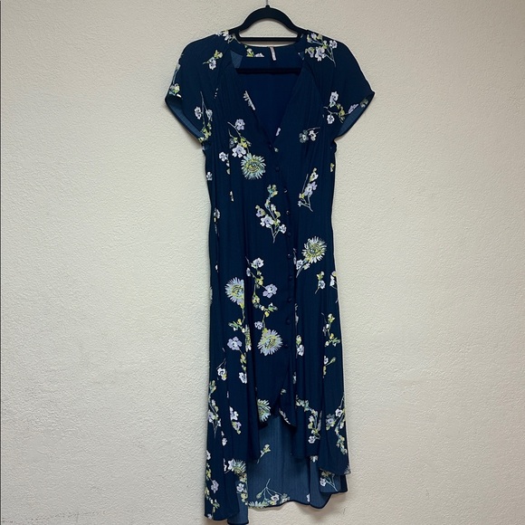 Free People Lost In You Floral Midi Dress In Blue size Small - Picture 3 of 4